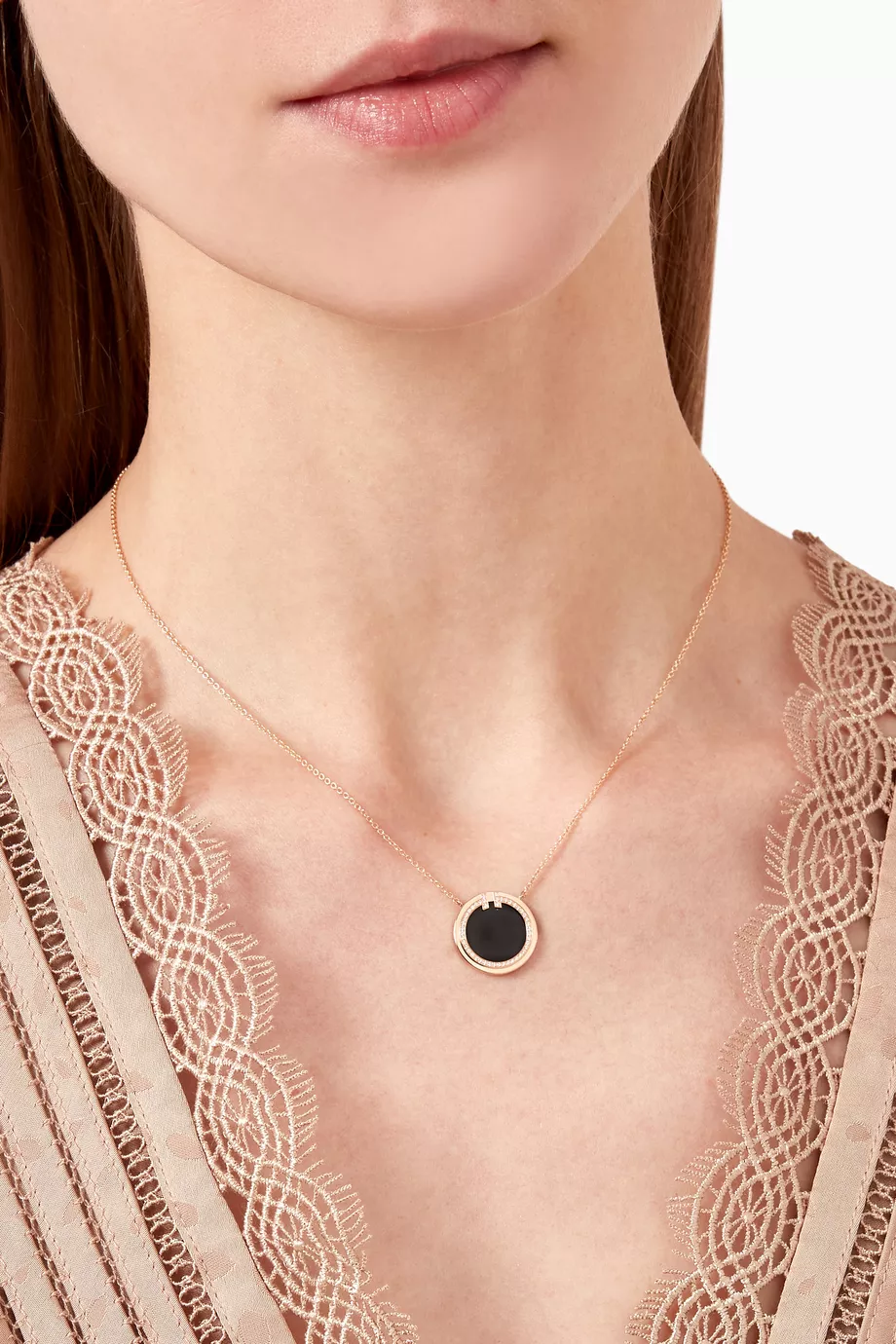 Diamond and black onyx circle pendant deals