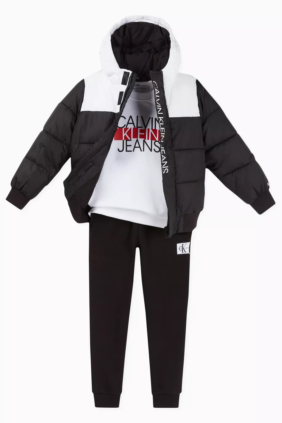 Calvin klein colour block puffer jacket sale