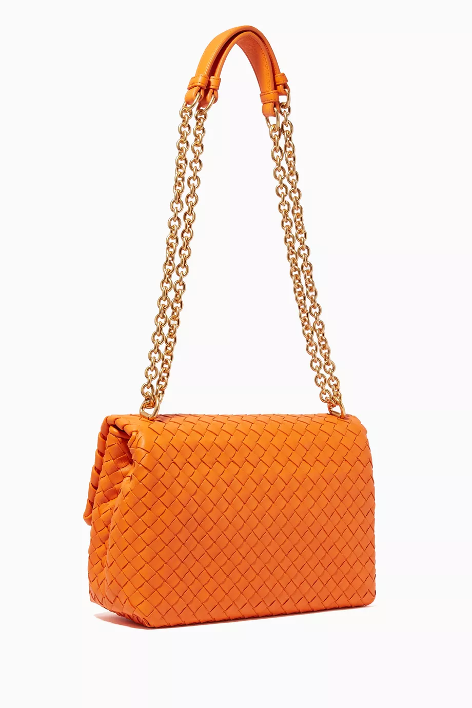 BOTTEGA VENETA Nappa Intrecciato Small Olimpia Bag Orange 937891