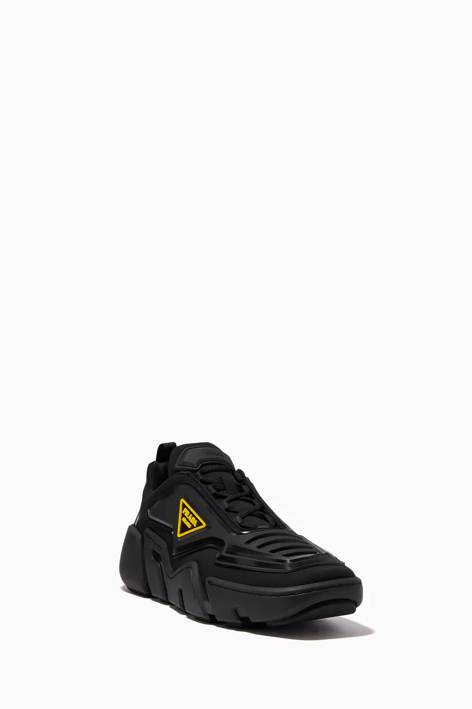 PRADA TECHNO STRETCH FABRIC SNEAKERS Price: 165$ The sporty design of these  sneakers blends with futuristic e…
