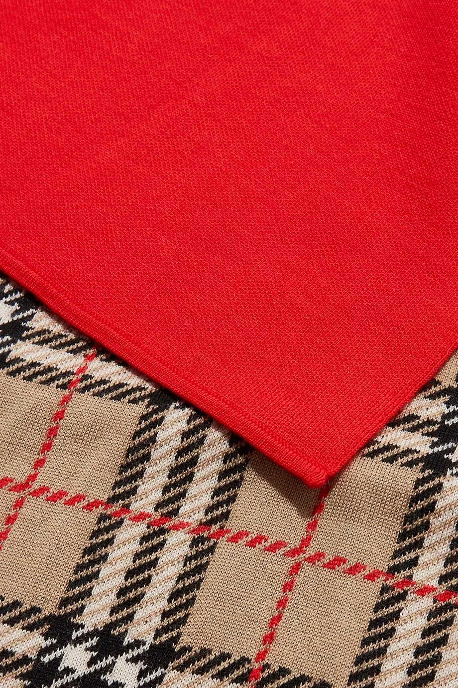 Colour block check merino wool cheap scarf