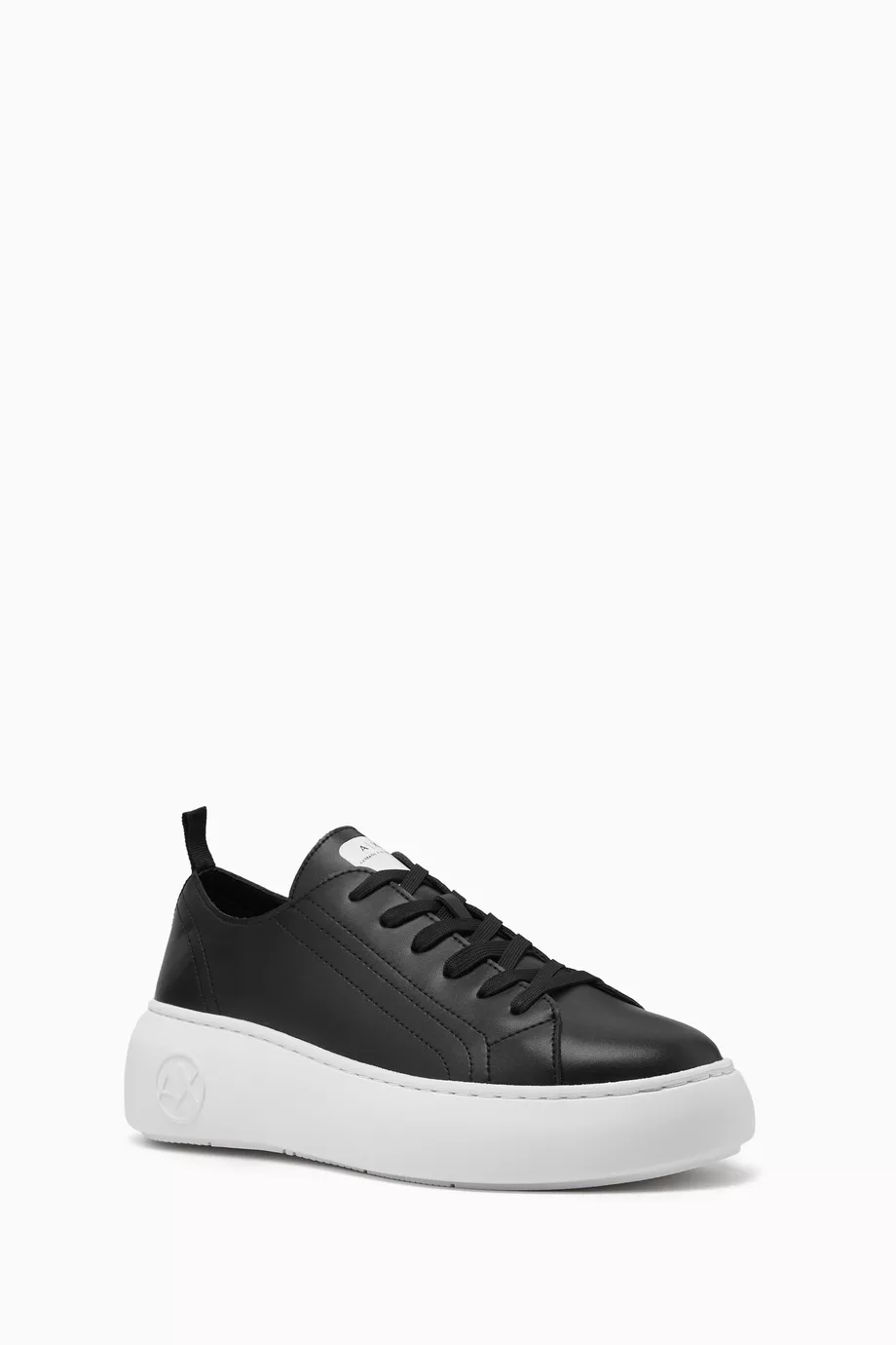 Buy Armani Exchange Black AX Chunky Sneakers in Faux Leather for