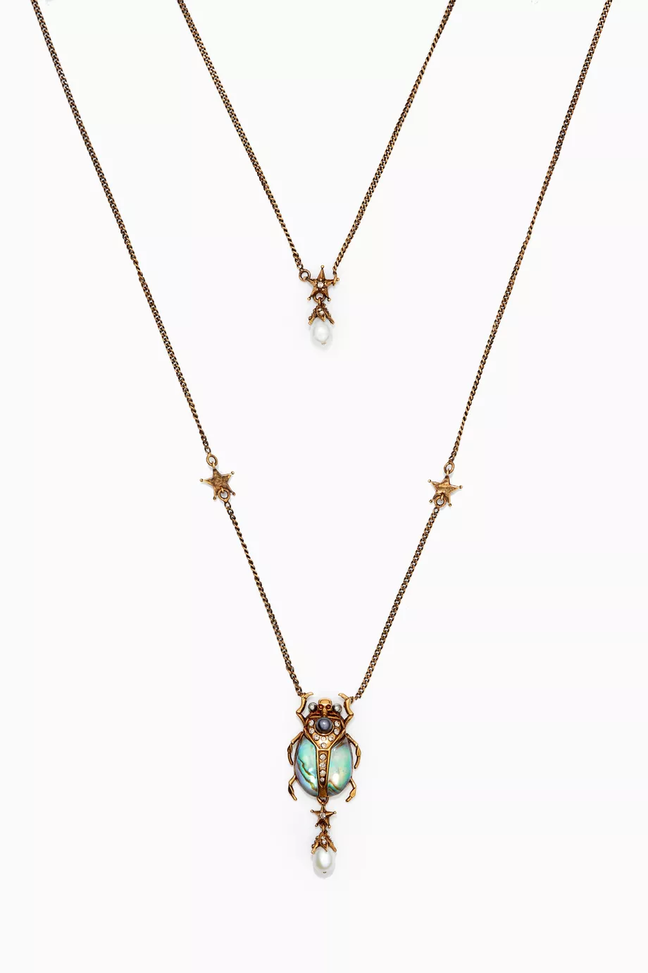 Buy Alexander McQueen Gold Double Wrap Beetle Necklace for Women