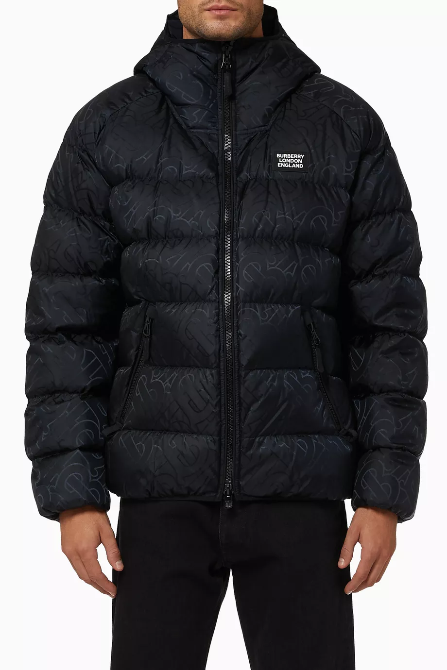 Buy Burberry Black Monogram Jacquard Goose Filled Puffer Jacket for Men in UAE Ounass