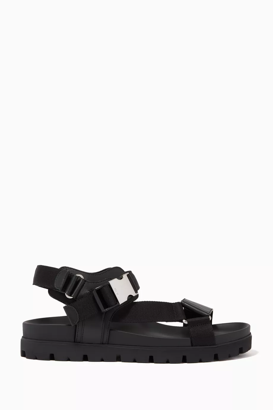 Buy Prada Black Nomad Sandals in Leather Nylon for Men in UAE