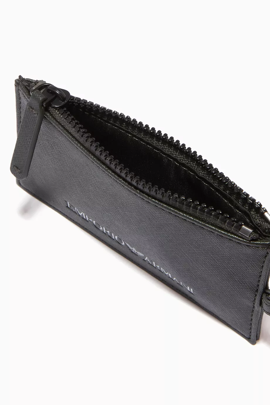 Buy Emporio Armani Green EA Card Holder Lanyard in Eco Leather for