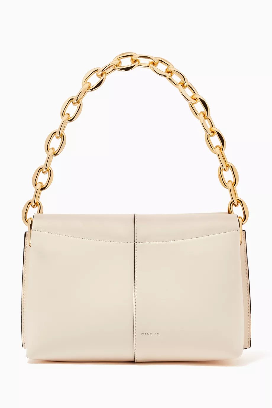 Buy Wandler White Mini Carly Bag with Heavy Chain in Leather for