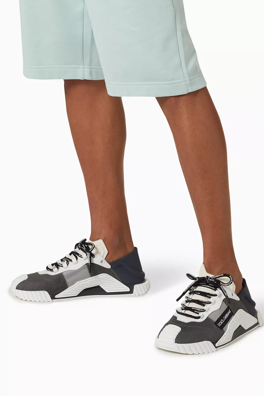 Buy Dolce Gabbana Grey Ns1 Slip on Sneakers in Mesh and Calfskin
