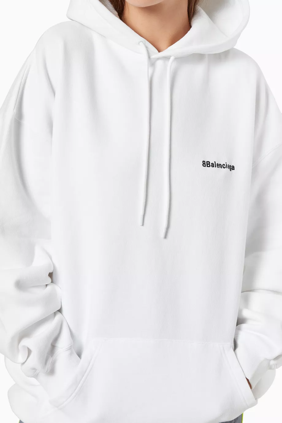 Buy Balenciaga White BB Logo Medium Fit Hoodie in Curly Fleece for Women in UAE Ounass