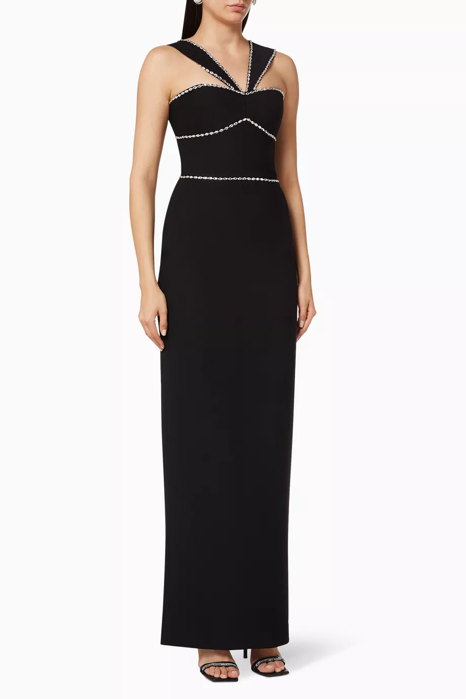 Buy Rasario Black Crystal Embellished Crepe Dress for Women in UAE Ounass