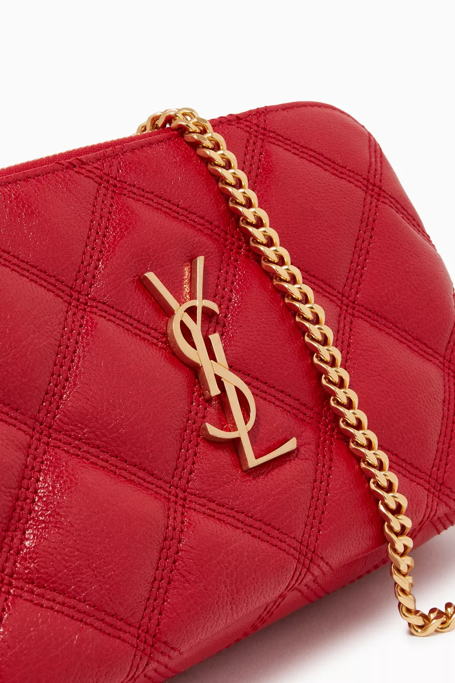 Buy SAINT LAURENT Red Becky Double Zip Pouch in Matelass Lambskin for Women in UAE Ounass