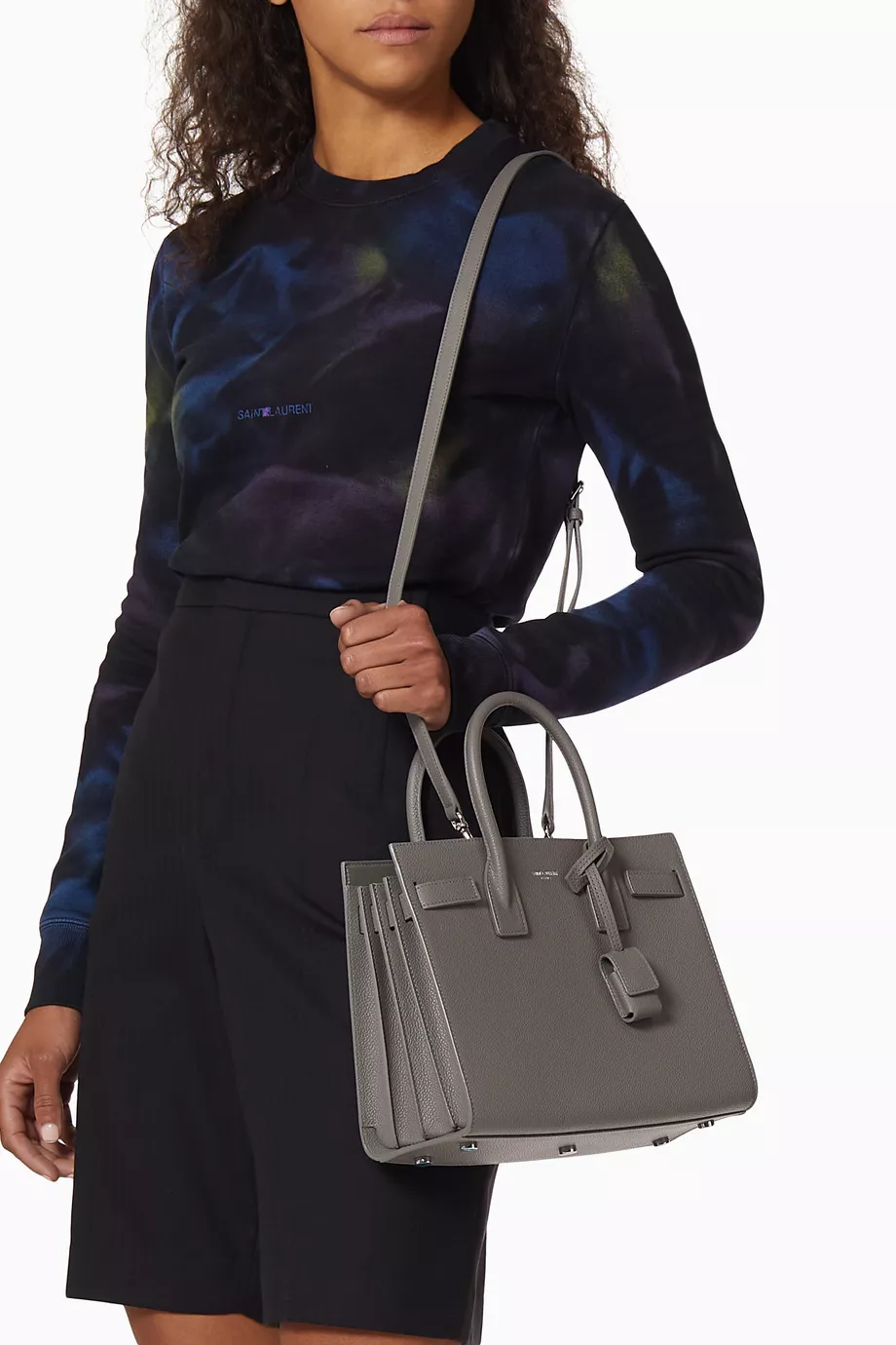 Buy SAINT LAURENT Grey Classic Baby Sac de Jour in Leather for