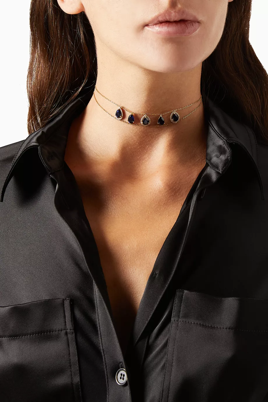 Diamond and sapphire choker hot sale