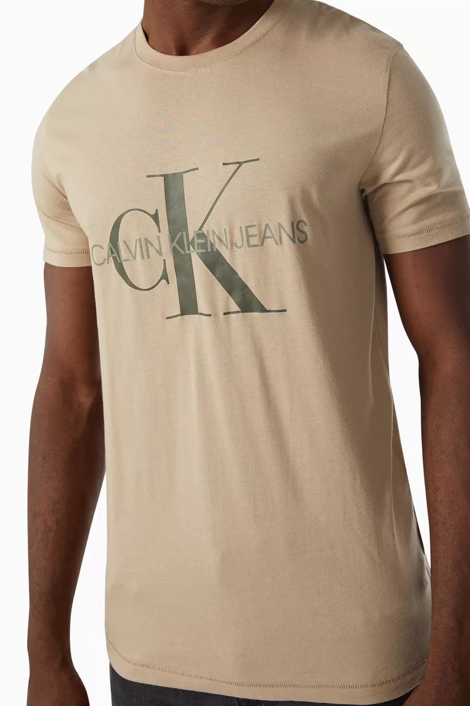 Buy Calvin Klein Jeans Neutral CK Monogram T shirt in Organic