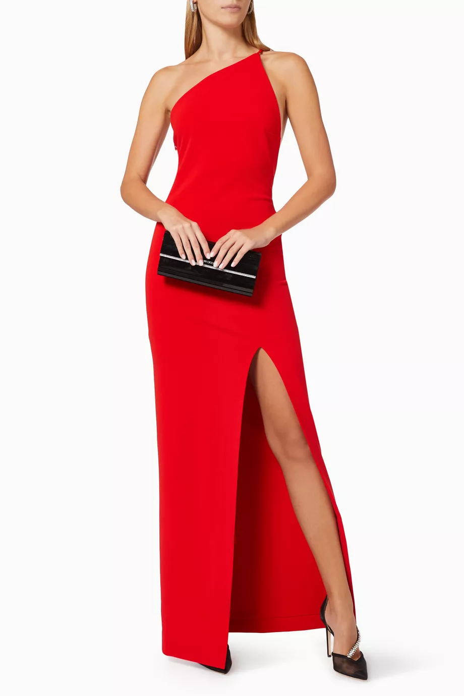 Calvin klein red shop one shoulder dress