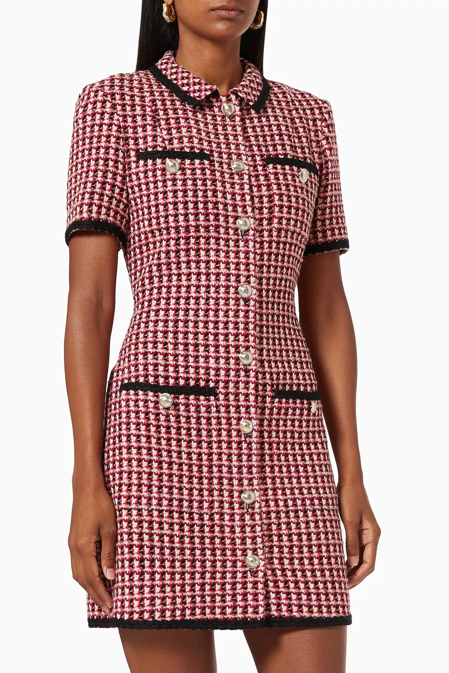 Buy Maje Pink Contrast Tweed Dress for WOMEN in UAE | Ounass