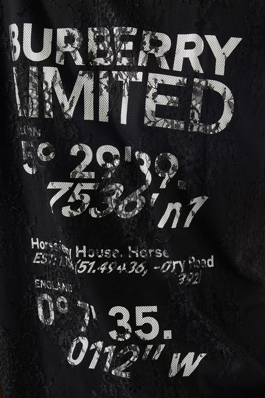 Buy Burberry Black T shirt with Coordinates in Lace Overlay Cotton