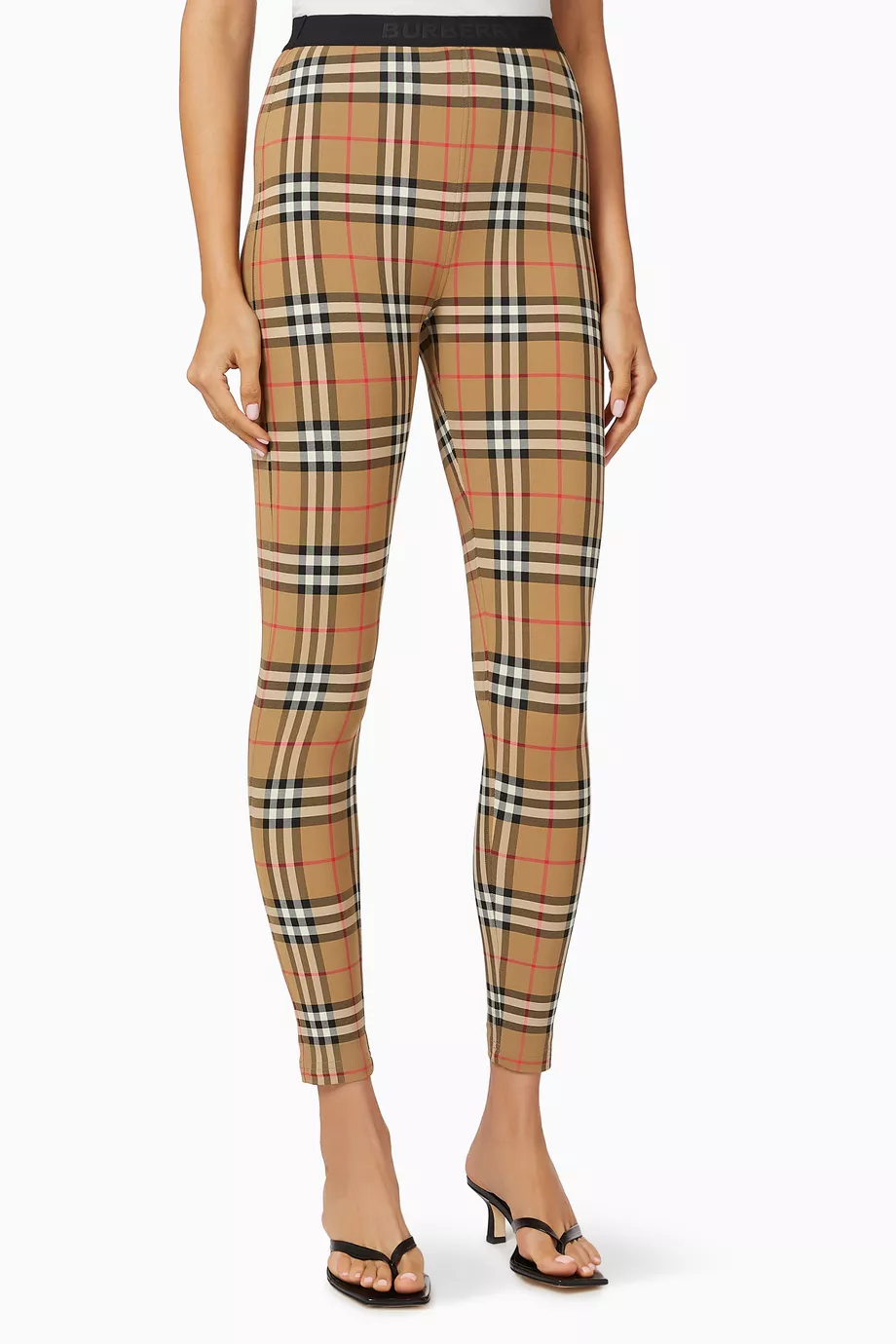 Buy Burberry Neutral Vintage Check Leggings with Logo Detail in