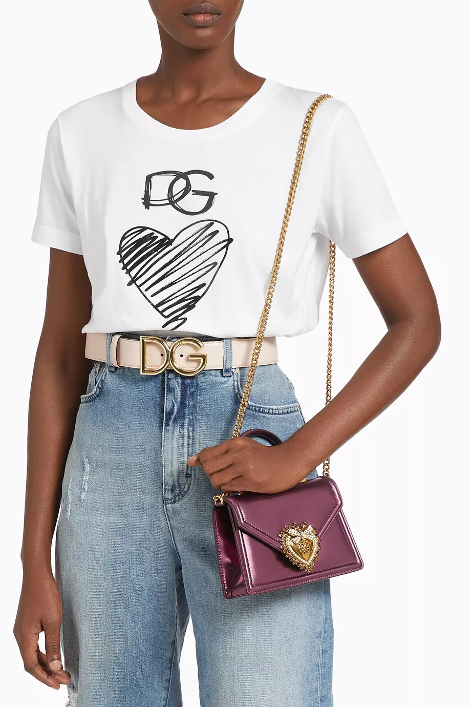 Buy Dolce Gabbana Purple Small Devotion Bag in Mordor Nappa for