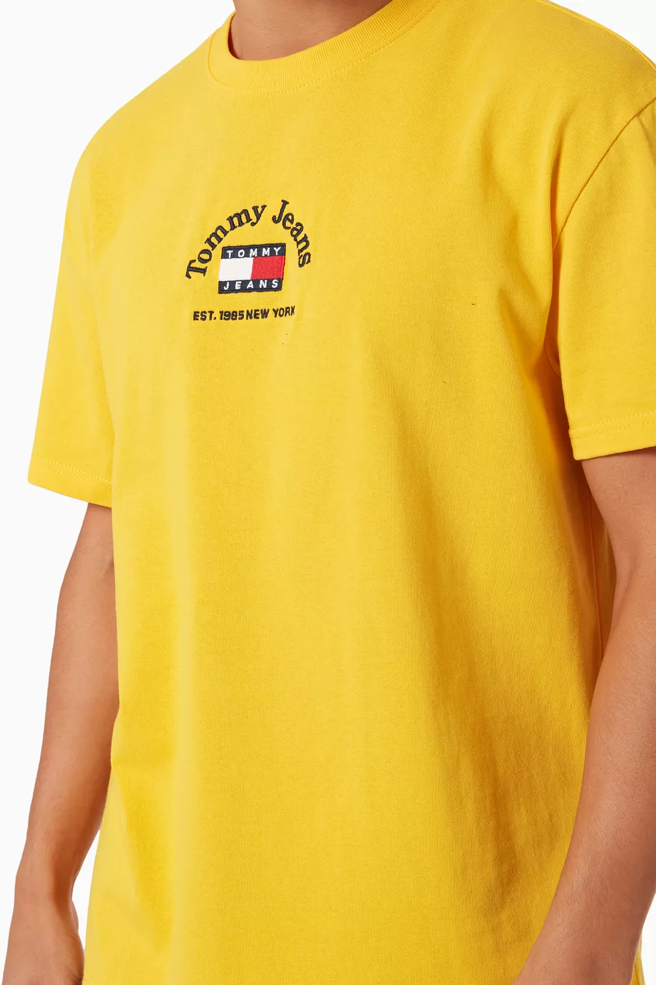 Buy Tommy Jeans Yellow Badge T Shirt in Jersey for Men in UAE Ounass