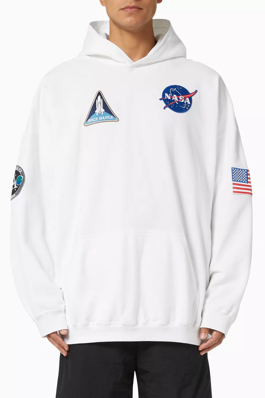 Buy Balenciaga White Nasa Space Hoodie in Cotton Fleece for Men in