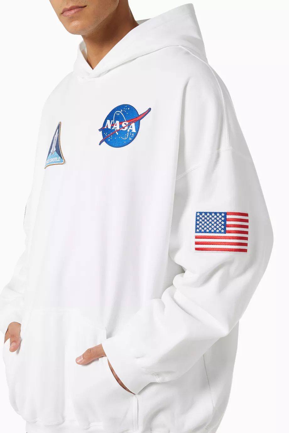 Pacsun x nasa top patch white pullover hoodie