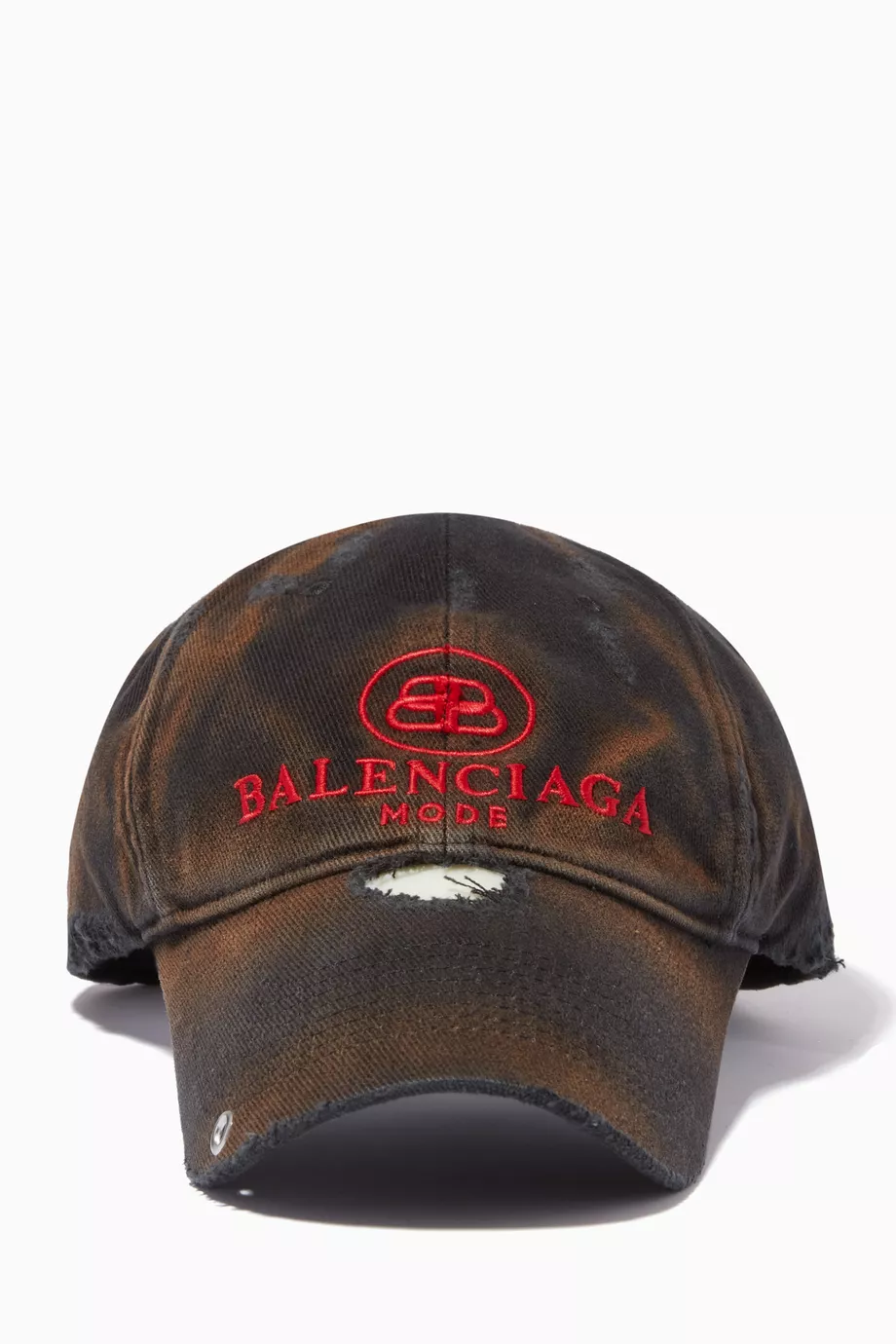 Buy Balenciaga Black BB Mode Destroyed Piercing Cap in Cotton