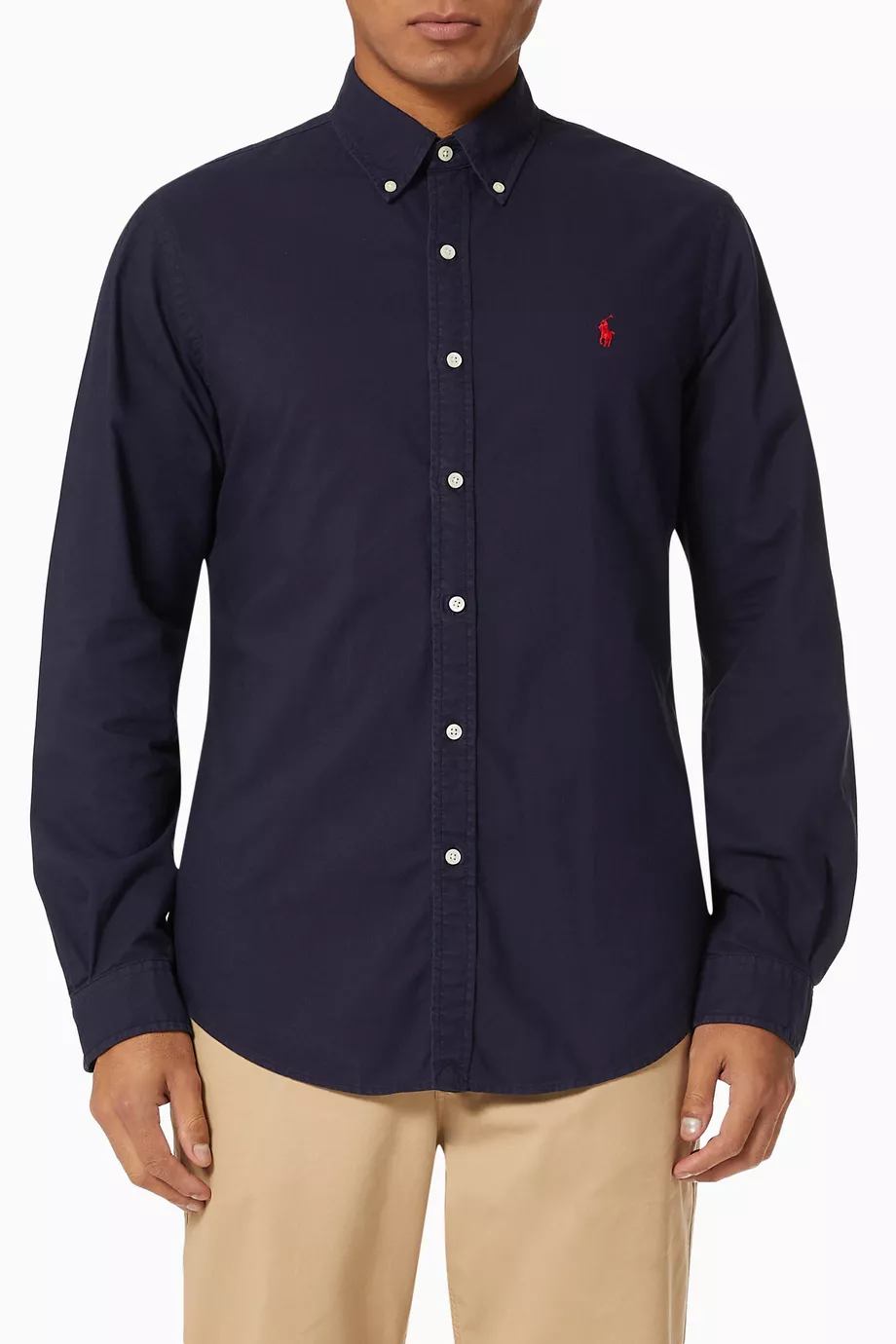 Buy Polo Ralph Lauren Blue Slim Fit Oxford Shirt in Garment dyed