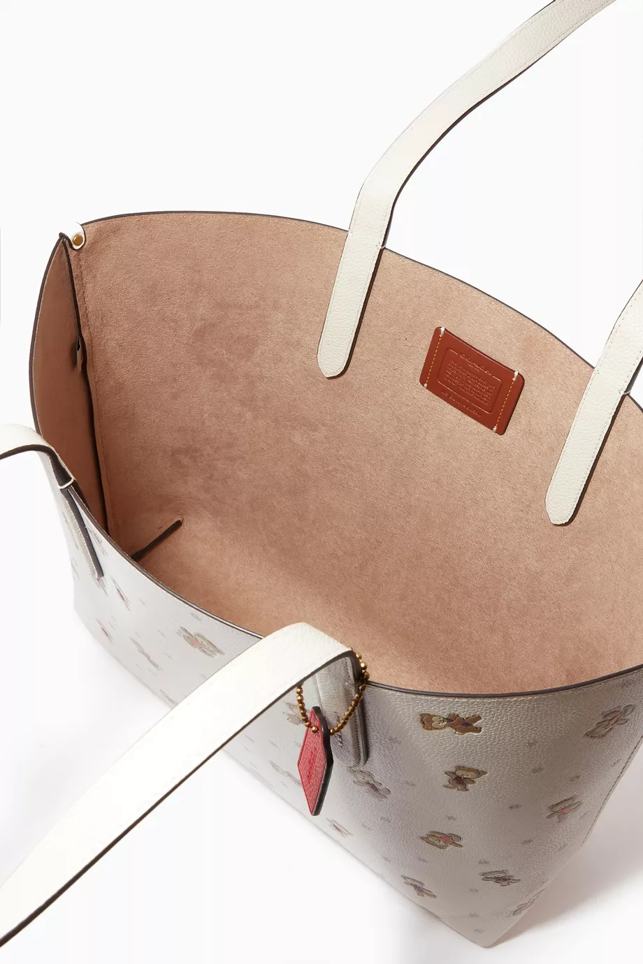 Buy Coach White Highline Tote Bag with Bear Print in Pebble