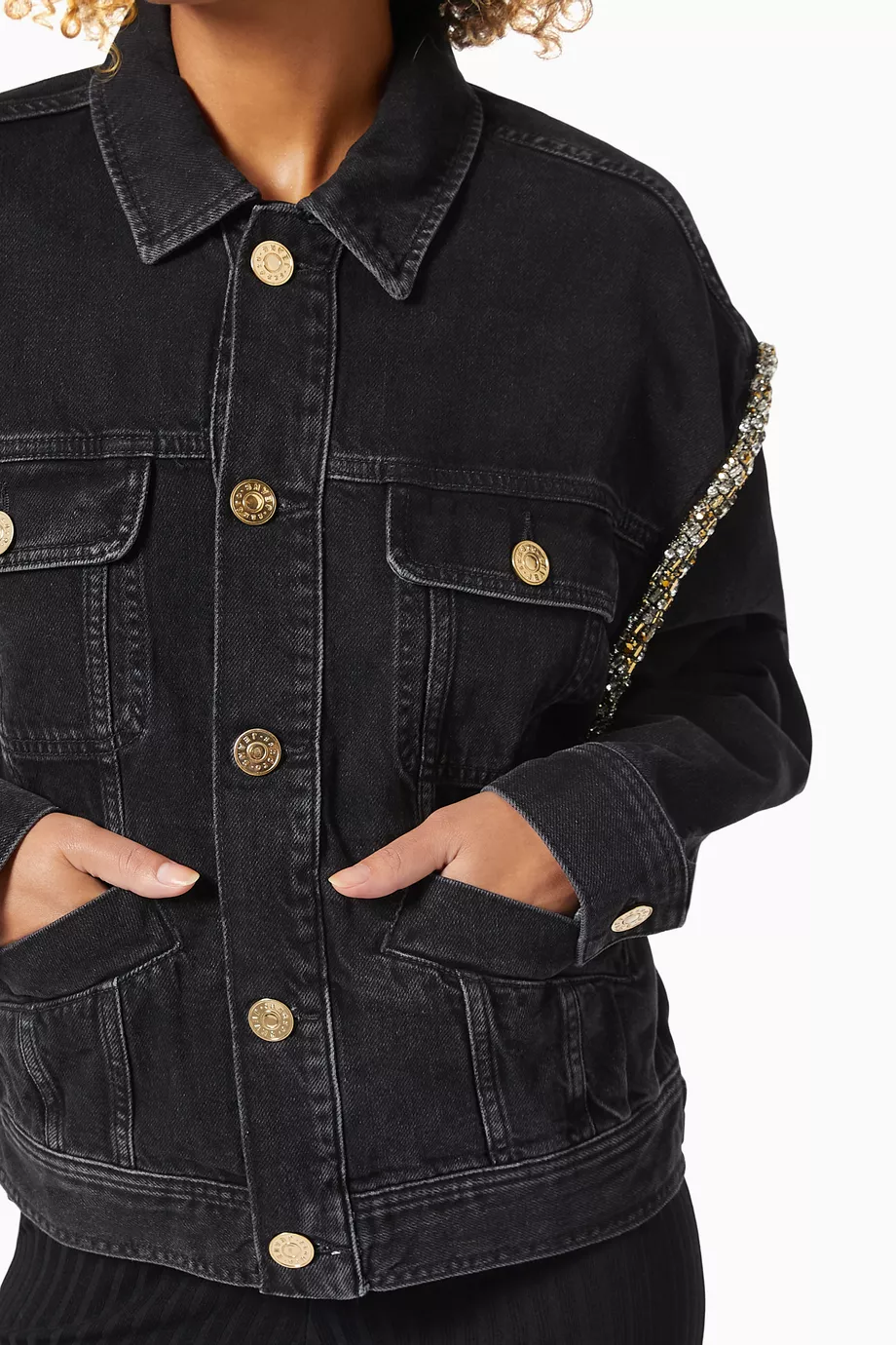 Sandro black denim hotsell jacket