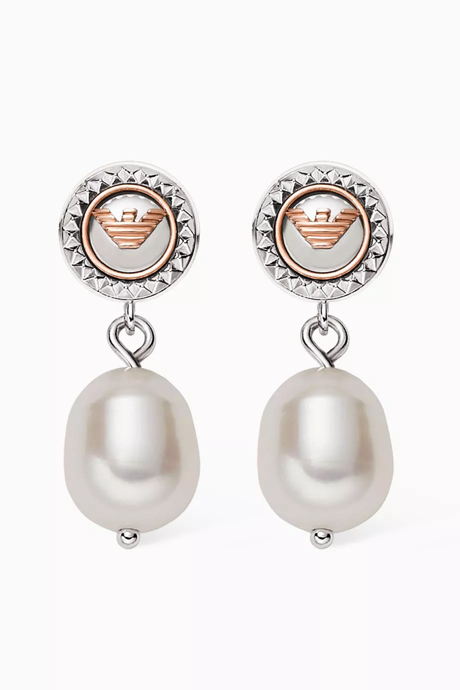 Buy Emporio Armani Rose Gold Essential Pearl Drop Earrings in