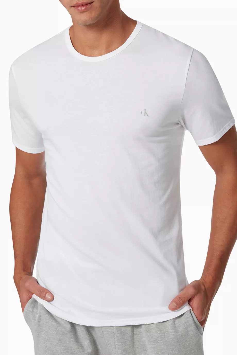Buy Calvin Klein White Lounge T shirt in Stretch Jersey Set of 2