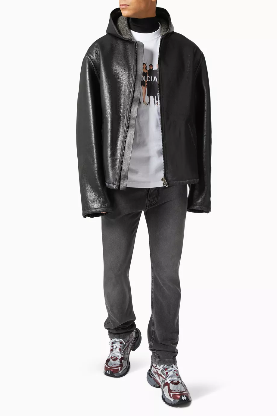 Balenciaga grey cheap leather jacket