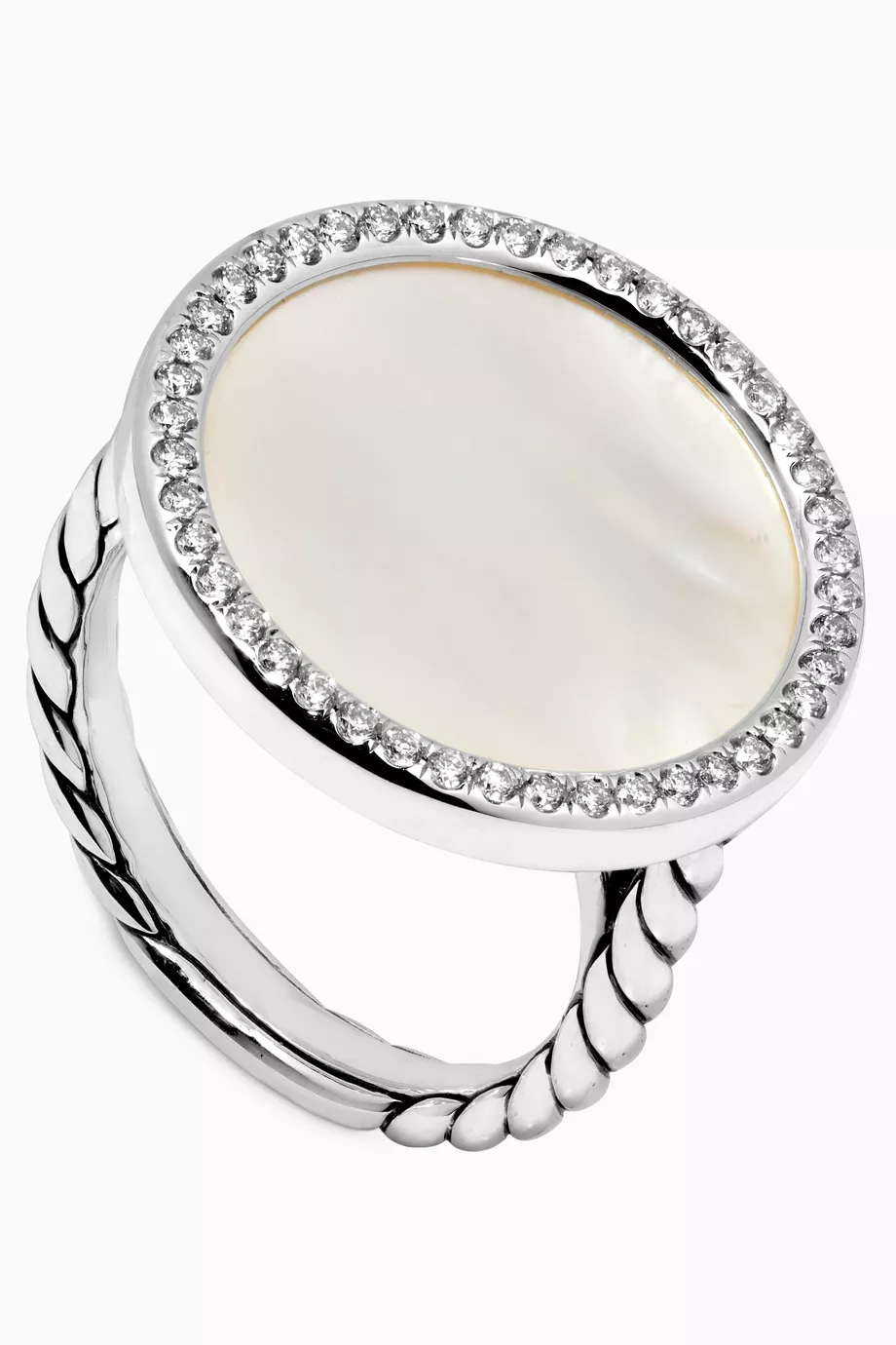 Buy David Yurman White DY Elements Button Ring with Turquoise