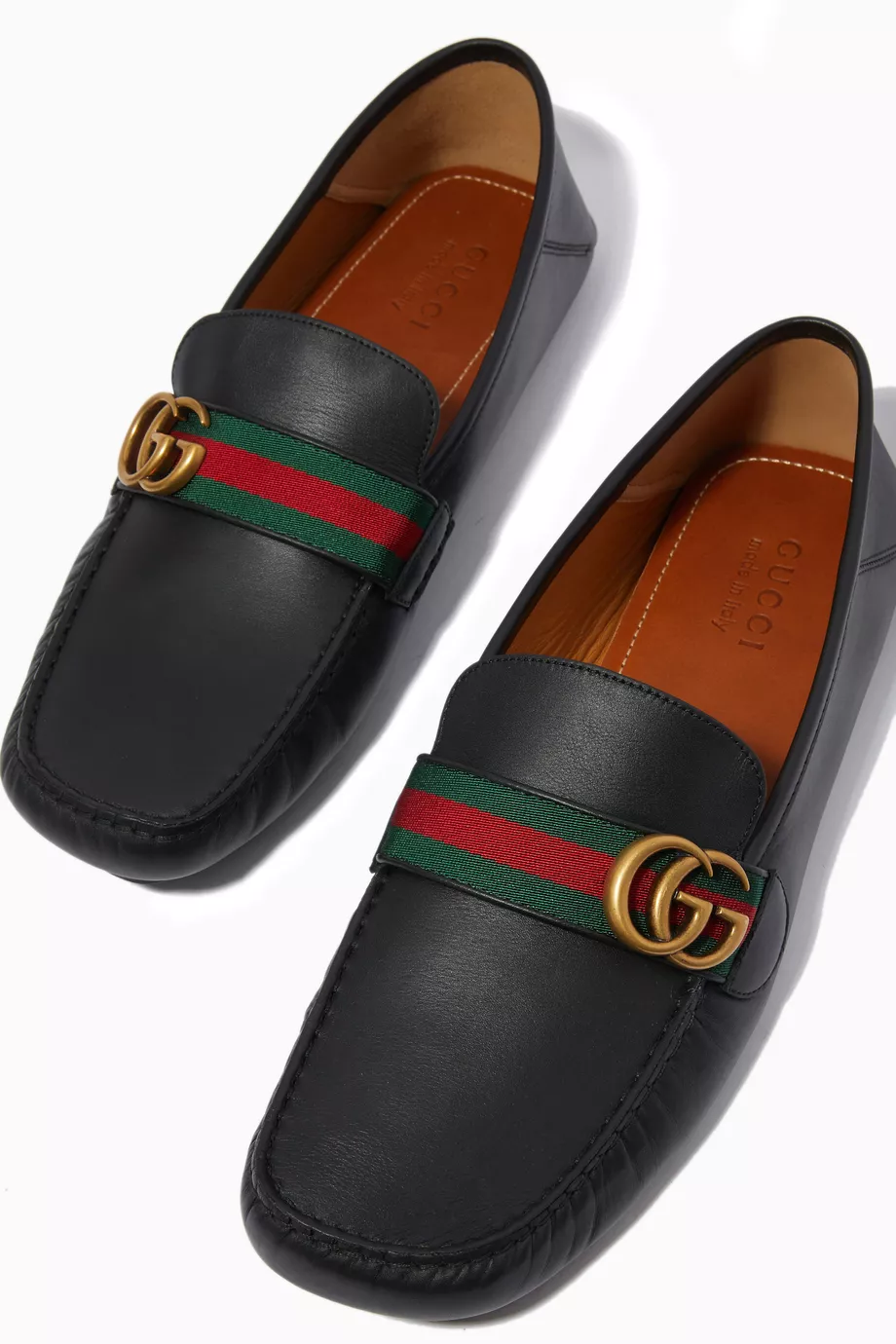 Buy Gucci Black GG Web Driving Shoes in Leather for Men in UAE
