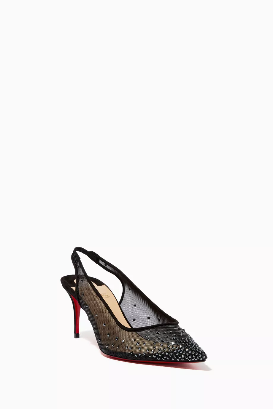 CHRISTIAN LOUBOUTIN - Follies Strass Sling 70 mesh and suede