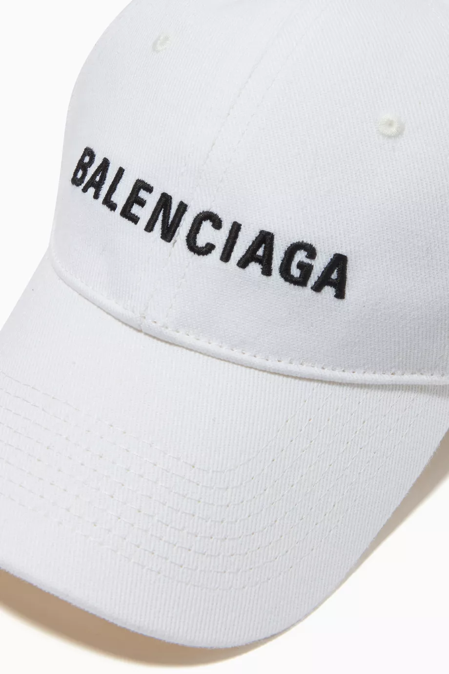 Buy Balenciaga White Logo Embroidered Baseball Hat in Cotton Twill