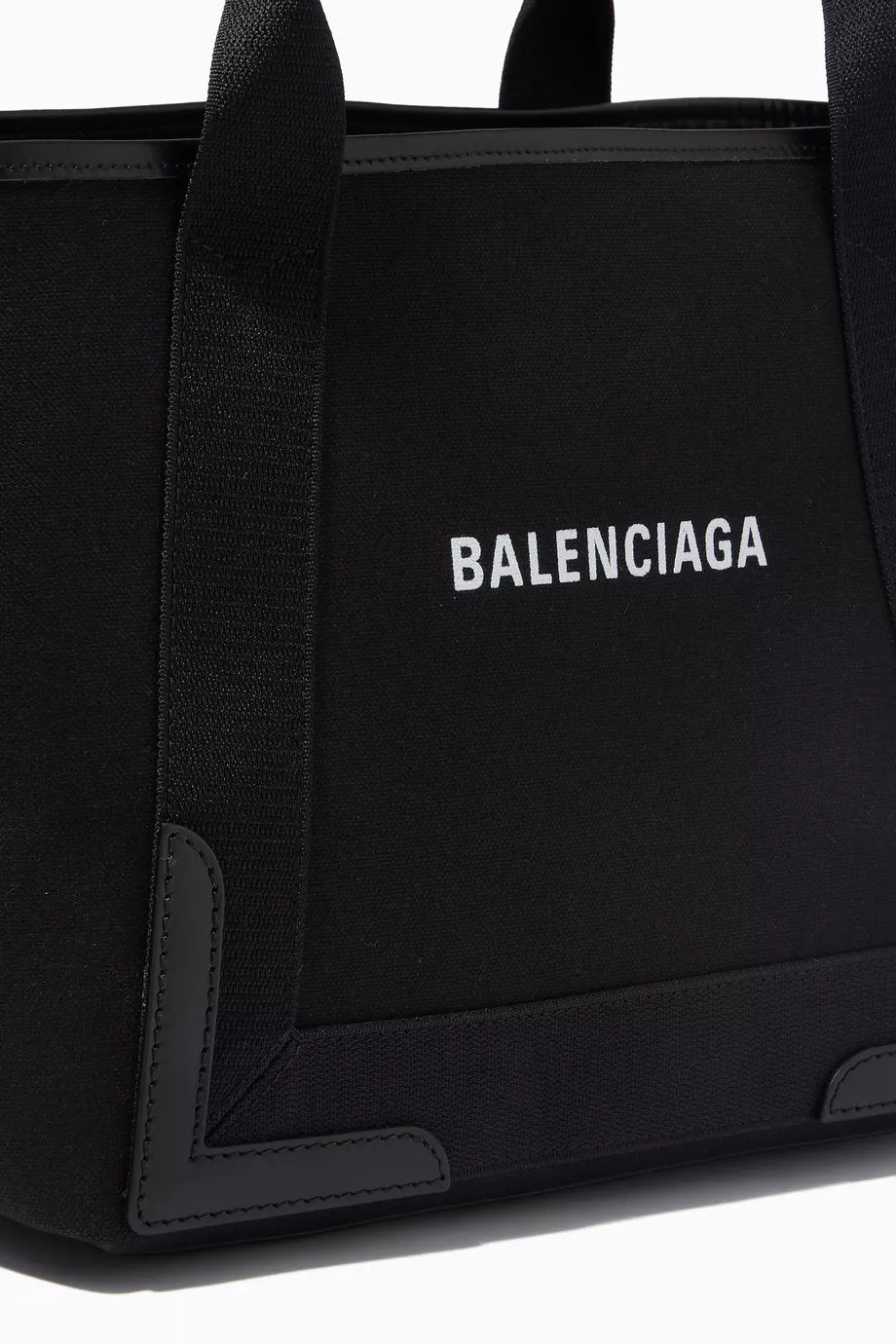 Buy Balenciaga Black Navy Small Cabas in Cotton Canvas Smooth