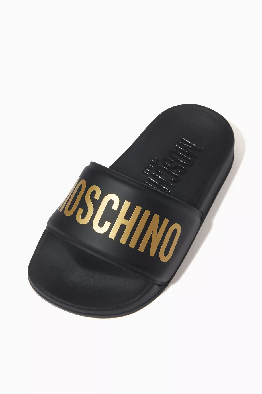 Buy Moschino Black Logo Slides in Rubber for UNISEX in UAE Ounass