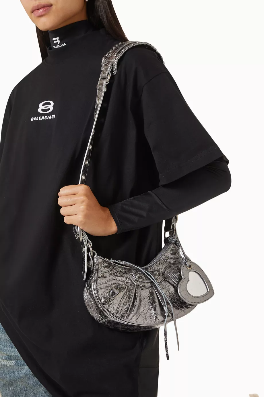 Buy Balenciaga Silver XS Le Cagole Shoulder Bag in Metallic Arena