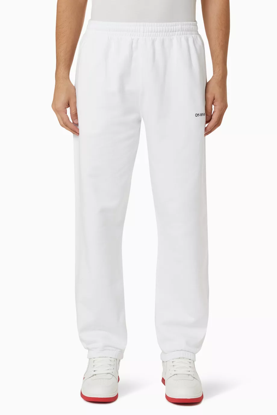Buy Off White White Diagonals Helvetica Slim Sweatpants in Cotton