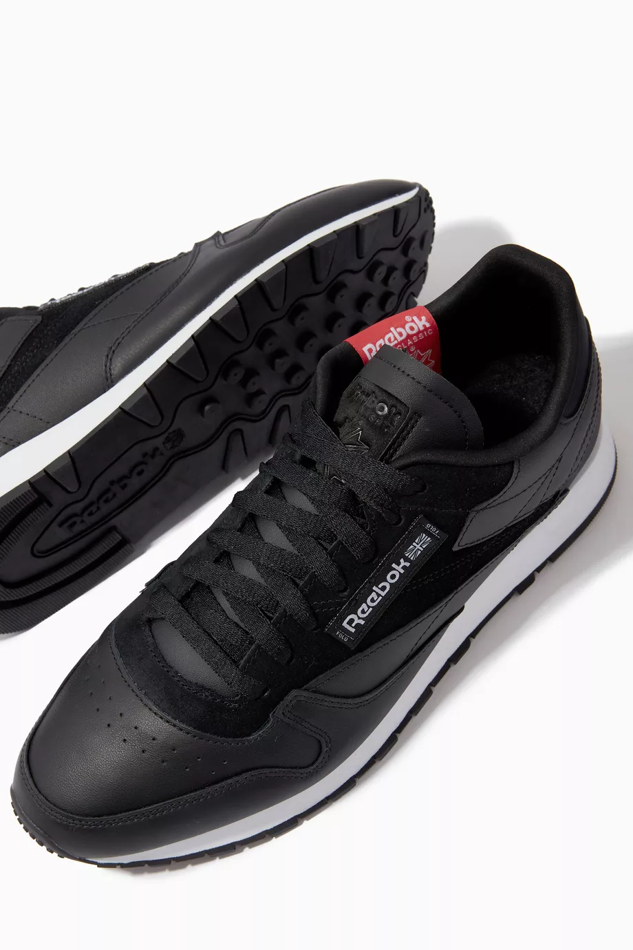 Reebok classic black leather shop mens