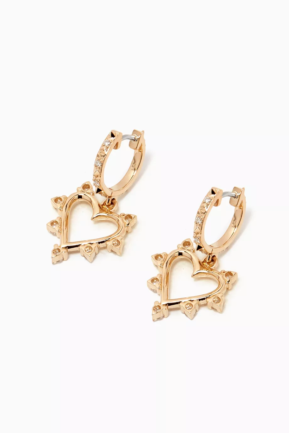 Gold heart sales hoop earrings