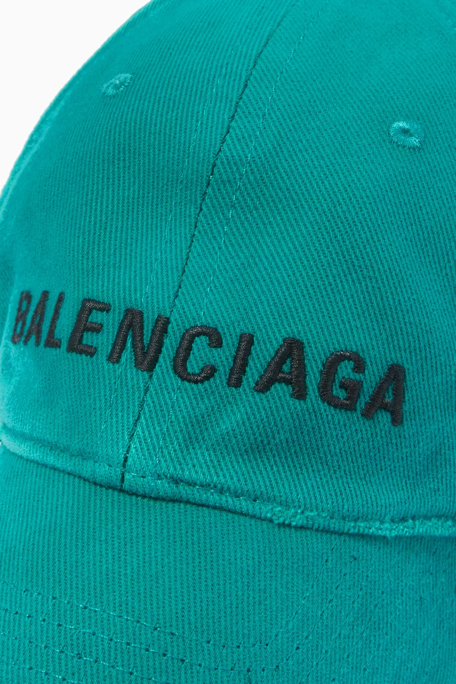Buy Balenciaga Green Logo Embroidered Baseball Hat in Cotton for