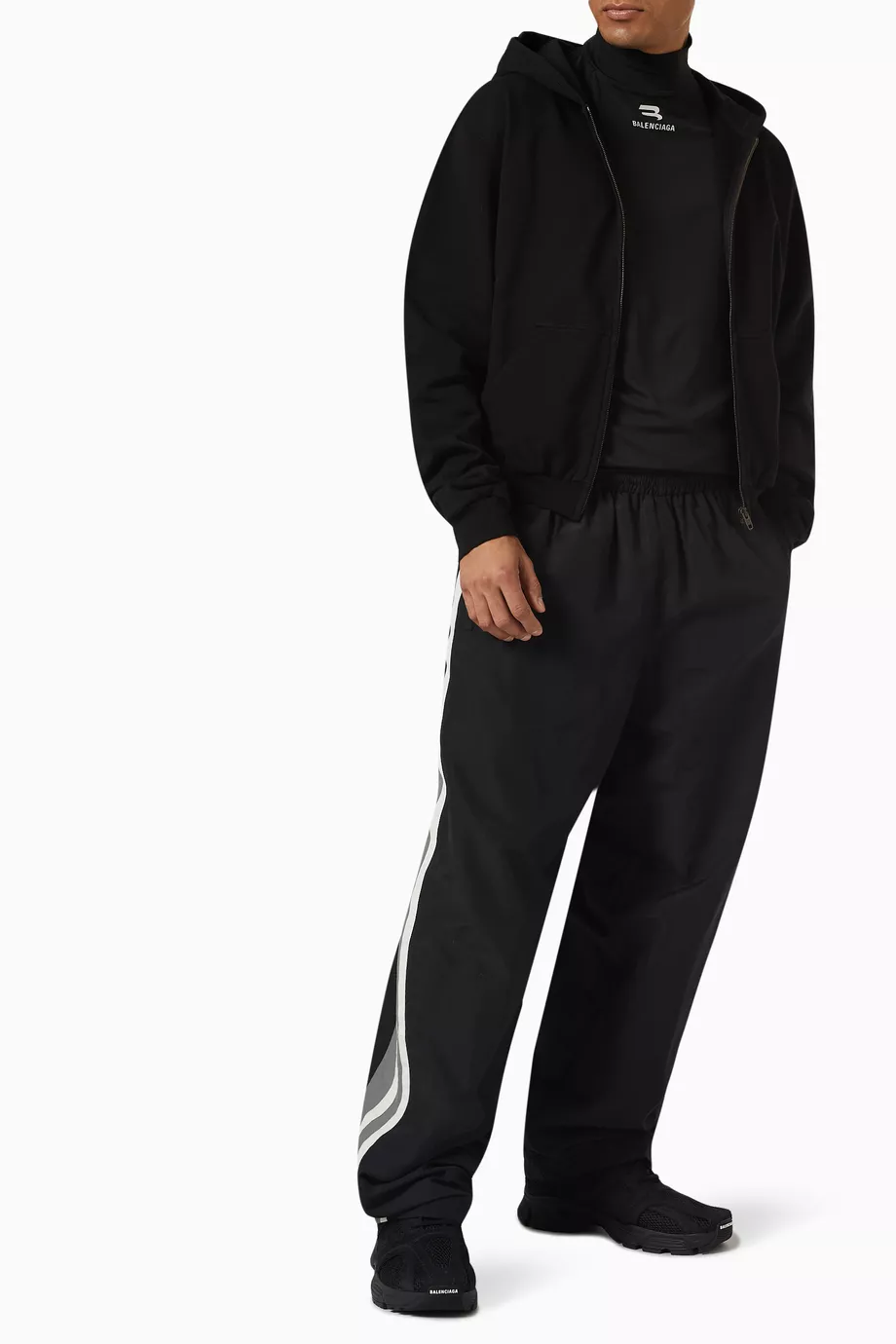 Buy Balenciaga Black Worn Out Zip Up Hoodie in Fleece for Men in
