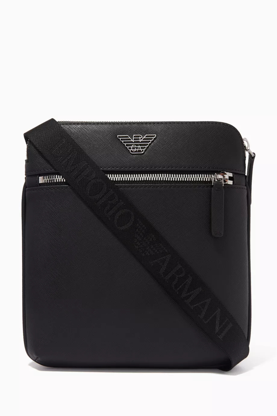 Buy Emporio Armani Black Crossbody Bag in Faux Leather for Men in