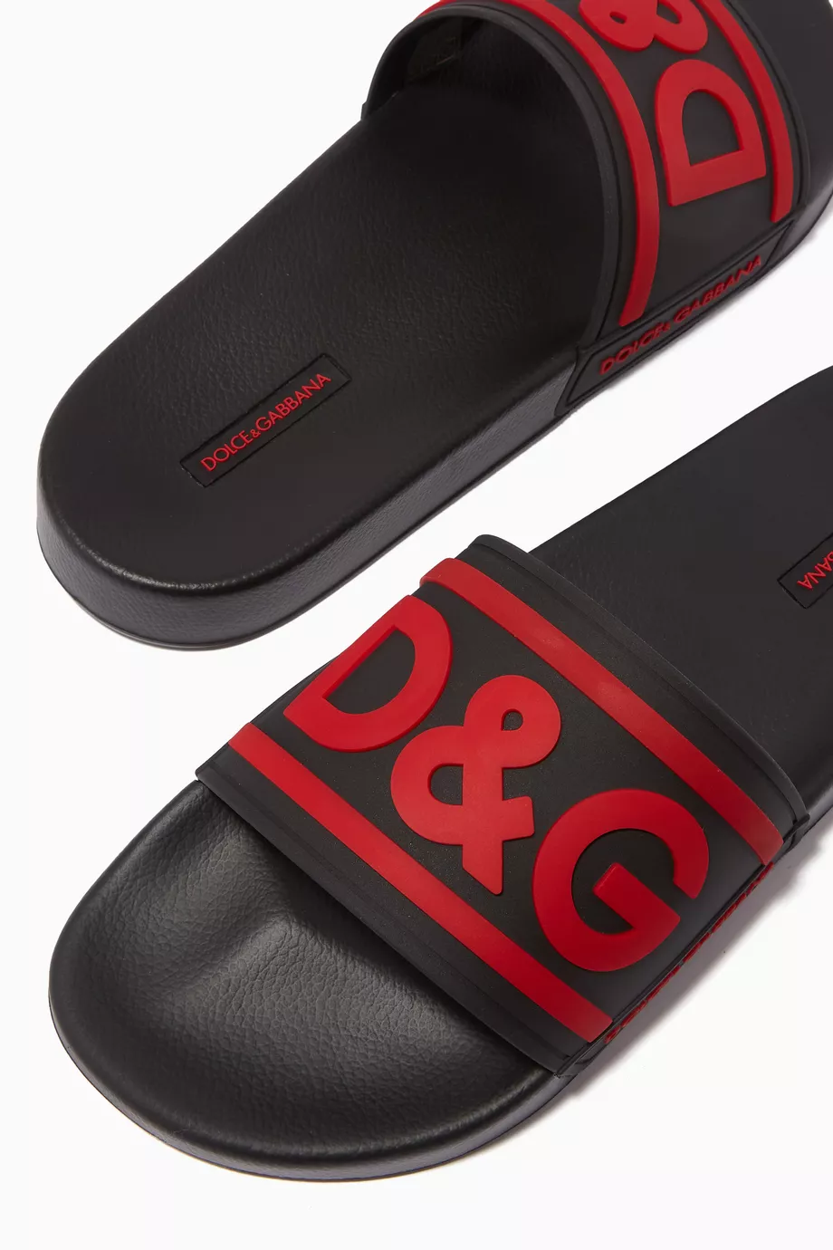 Buy Dolce Gabbana Black D G Slides in Rubber for Men in UAE Ounass