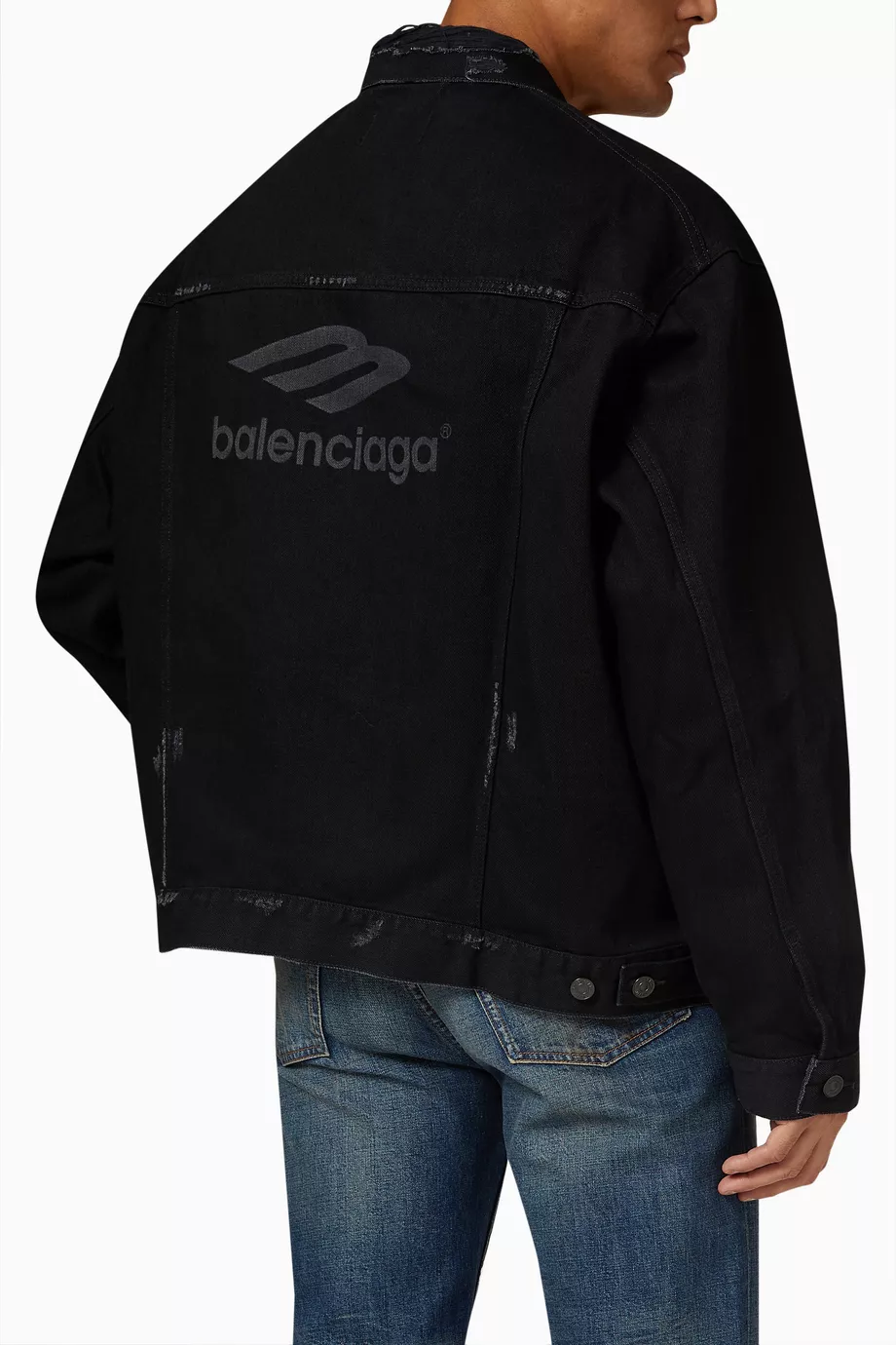 Buy Balenciaga Black Oversized Jacket in Denim for Men in UAE Ounass