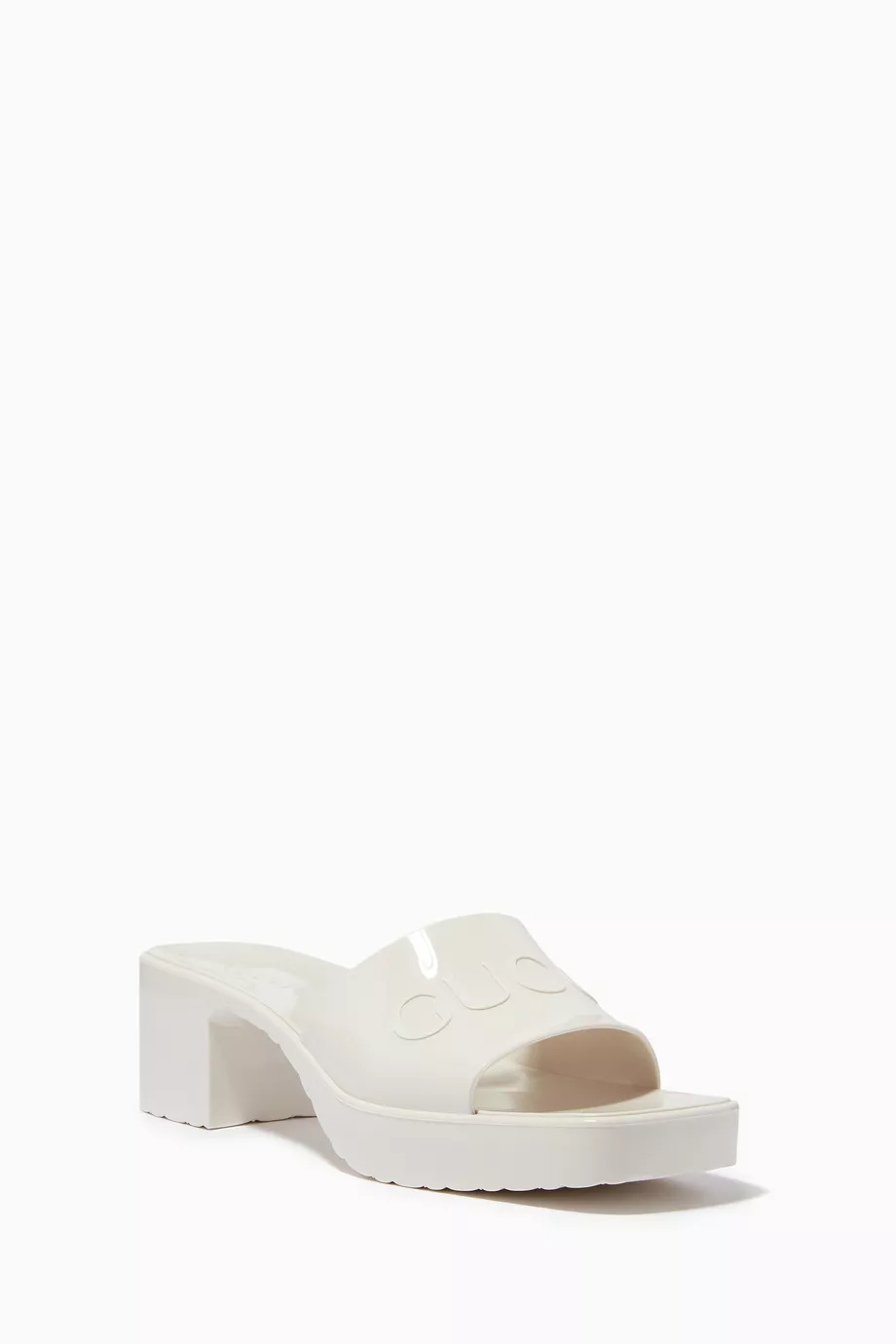 Gucci logo rubber platform cheap sandals