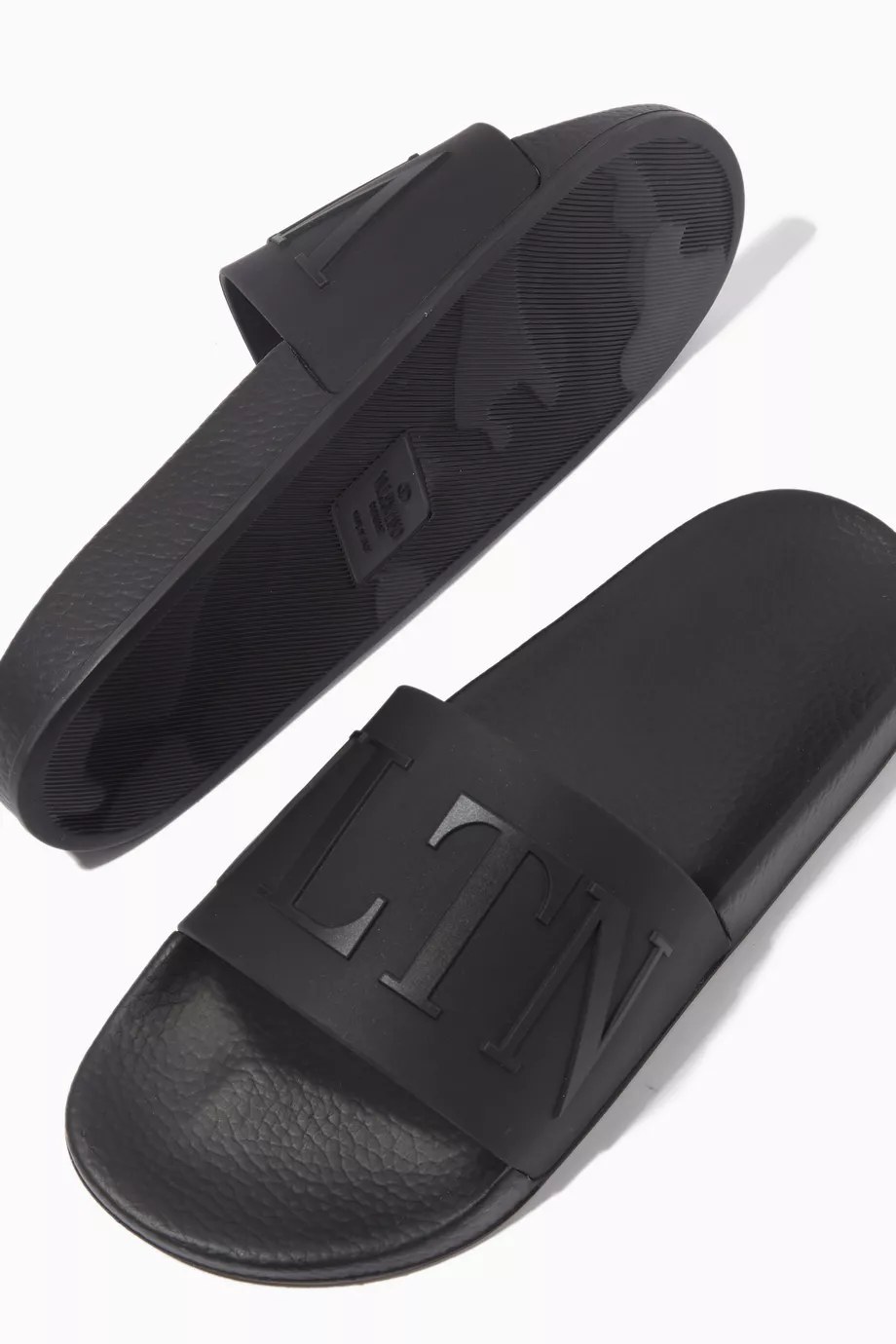 Buy Valentino Garavani Black Valentino Garavani Logo Slide Sandals